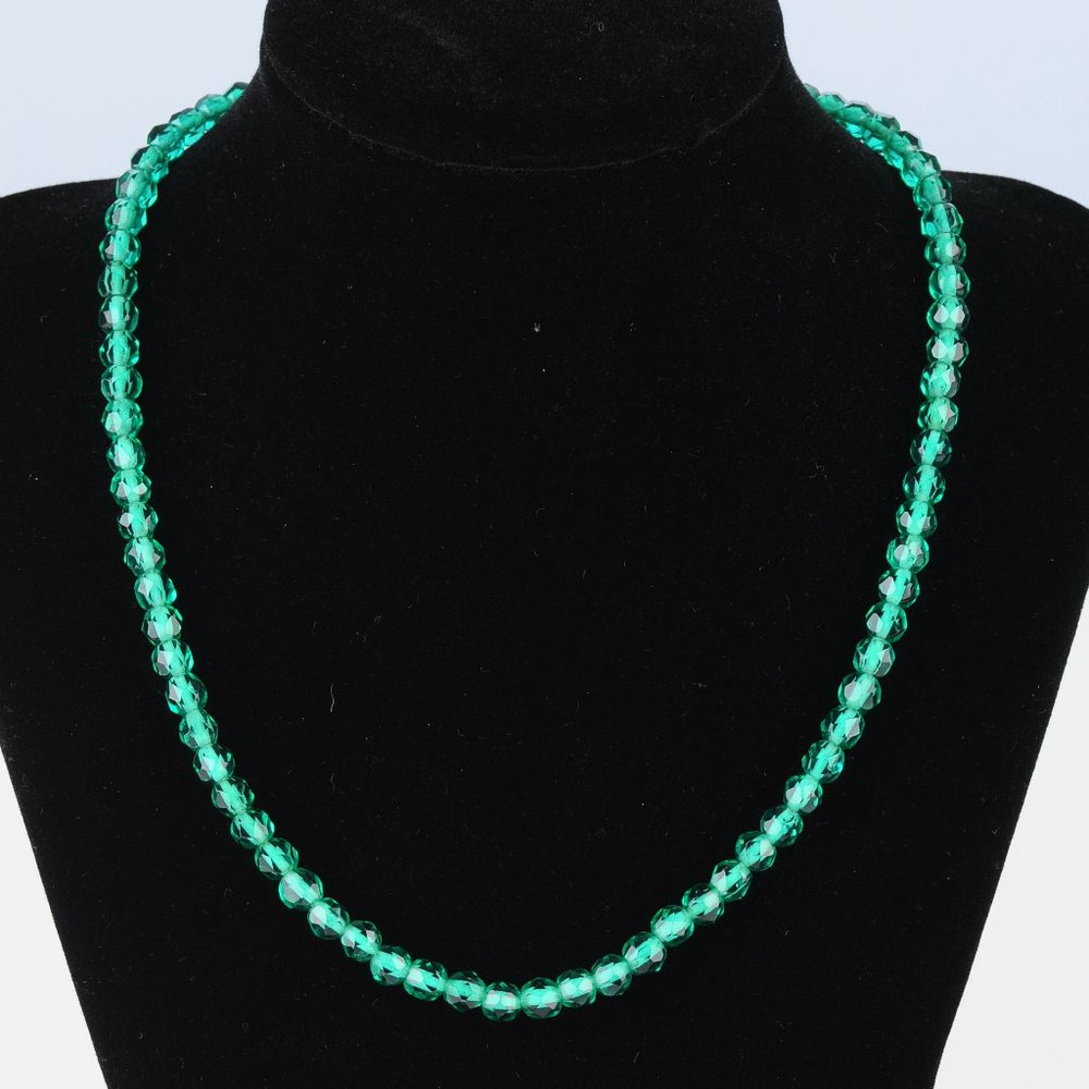 Mint Green Crystal Bead Necklace - Vintage